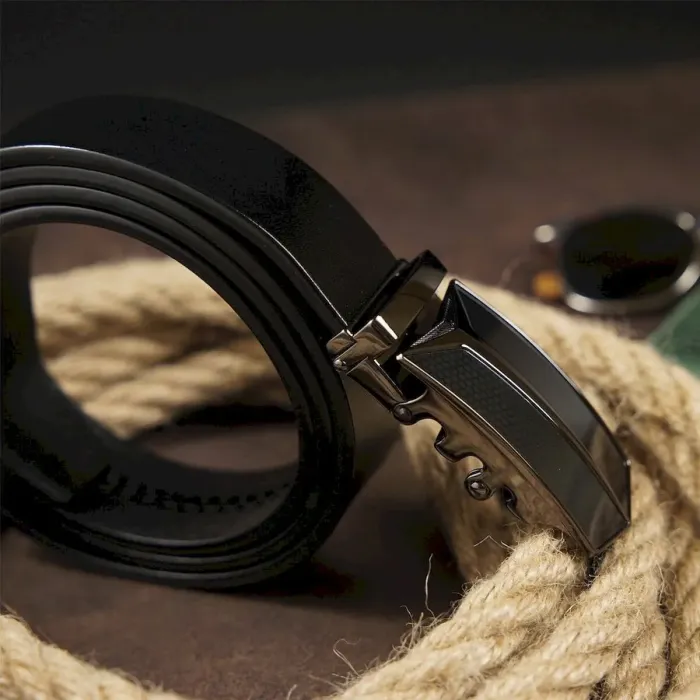 Ремень мужской с автоматической пряжкой Vintage 20282 Черный