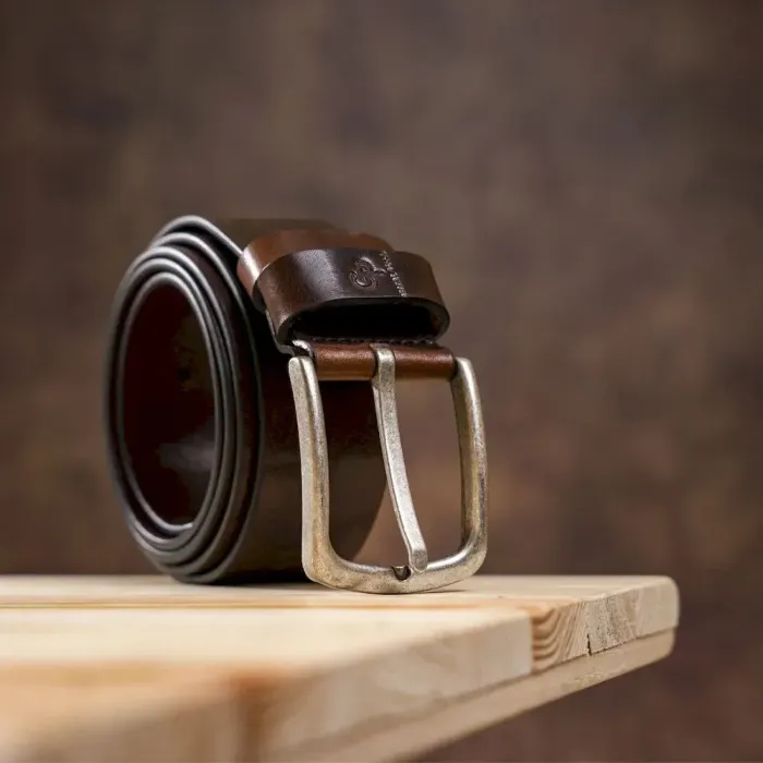 Чоловічий ремень з класичною алюмінієвою пряжкою Grande Pelle 11268 Червоно-коричневий