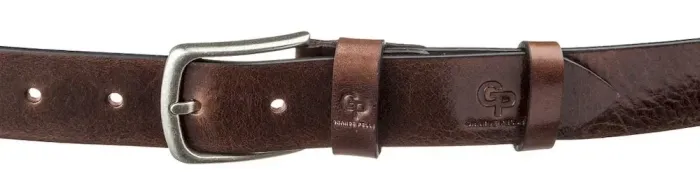 Чоловічий ремень з класичною алюмінієвою пряжкою Grande Pelle 11268 Червоно-коричневий