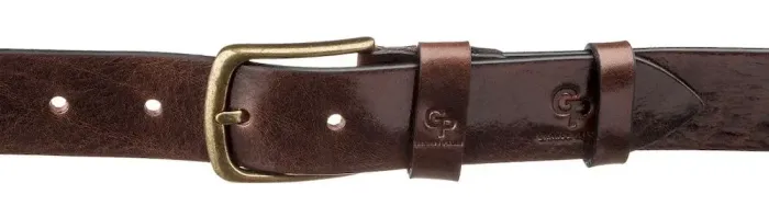 Чоловічий ремень з круглою латунієвою пряжкою Grande Pelle 11269 Червоно-коричневий