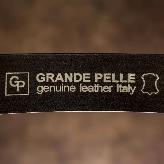 Чоловічий ремень з круглою пряжкою Grande Pelle 11271 Капучино