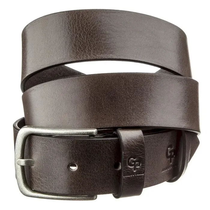 Чоловічий ремень з круглою пряжкою Grande Pelle 11271 Капучино
