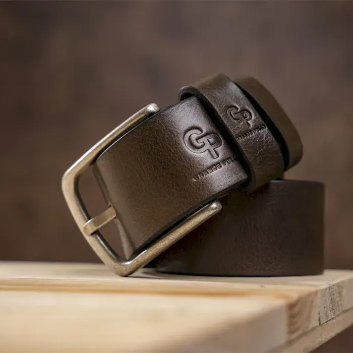 Чоловічий ремень з круглою пряжкою Grande Pelle 11271 Капучино