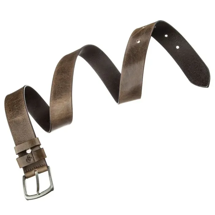 Чоловічий ремень з круглою пряжкою Grande Pelle 11274 Сіро-коричневий