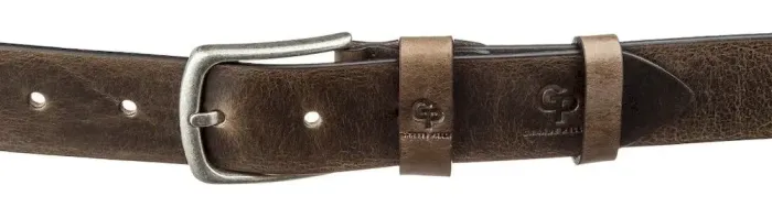 Чоловічий ремень з круглою пряжкою Grande Pelle 11274 Сіро-коричневий