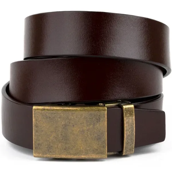 Ремінь чоловічий з латунною пряжкою автомат Vintage 20264 Коричневий