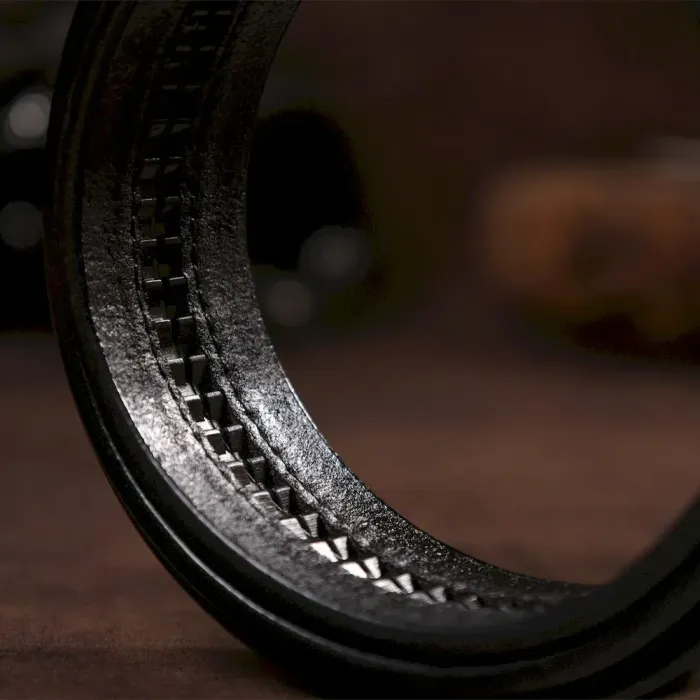 Чоловічий ремень з латунною пряжкою Vintage 20331 Чорний