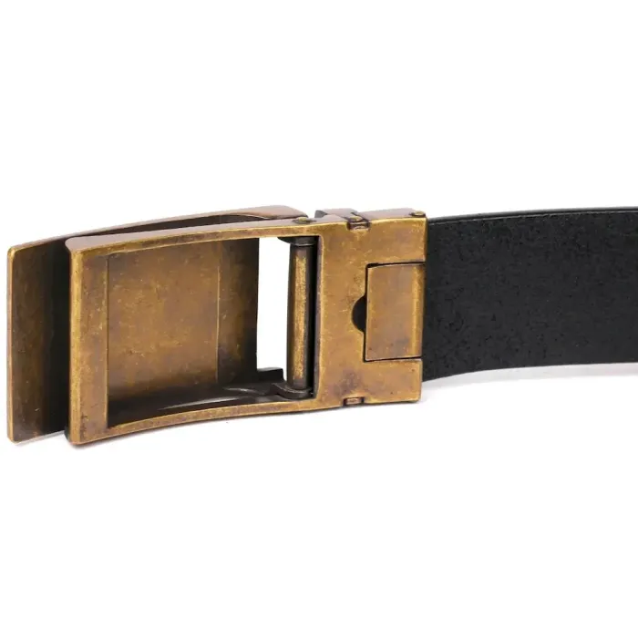 Чоловічий ремень з латунною пряжкою Vintage 20331 Чорний