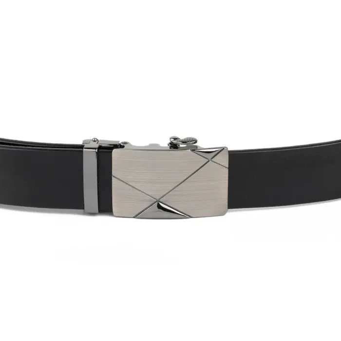 Чоловічий ремінь з пряжкою автомат діагональ Vintage 20252 Чорний