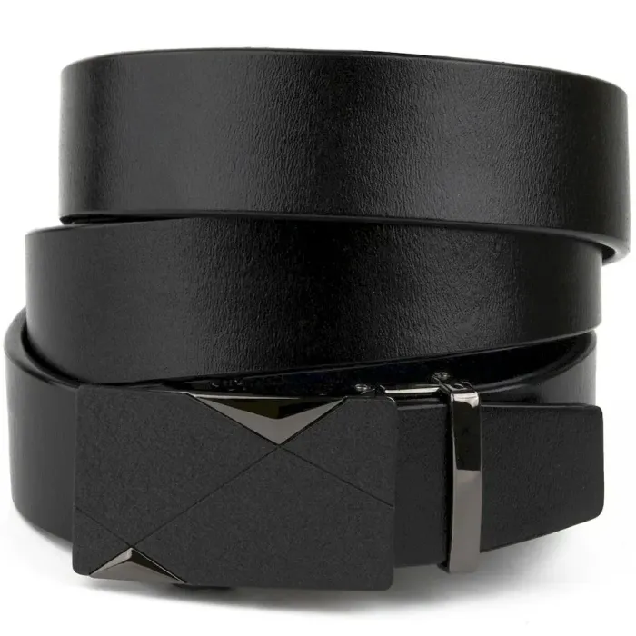 Чоловічий ремінь з пряжкою автомат матовий Vintage 20321 Чорний