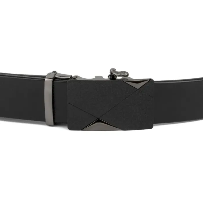 Чоловічий ремінь з пряжкою автомат матовий Vintage 20321 Чорний