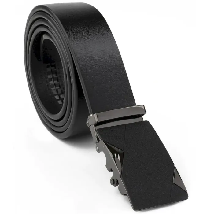 Чоловічий ремінь з пряжкою автомат матовий Vintage 20321 Чорний