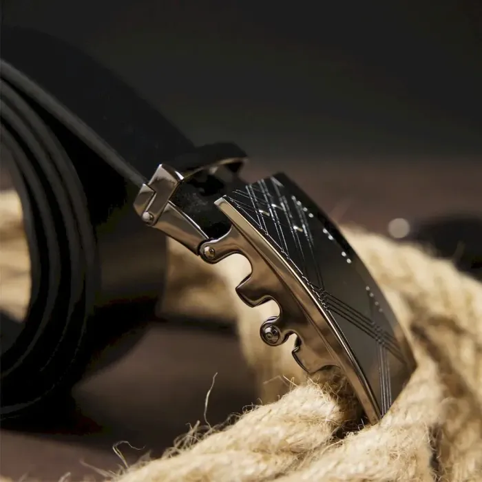 Чоловічий ремінь з ромбами на пряжці Vintage 20291 Чорний