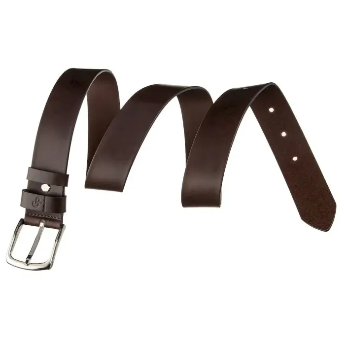 Ремінь чоловічий із сріблястою пряжкою GRANDE PELLE 11266 Коричневий