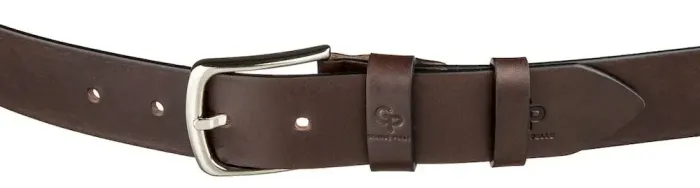 Ремінь чоловічий із сріблястою пряжкою GRANDE PELLE 11266 Коричневий