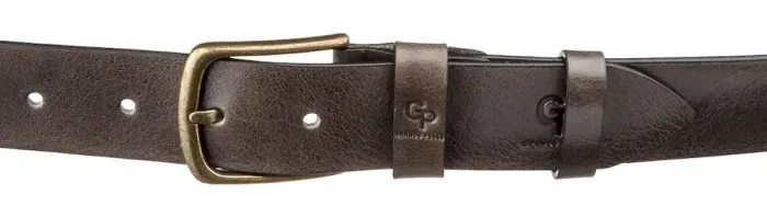 Ремінь чоловічий із закругленою пряжкою Grande Pelle 11272 Капучино