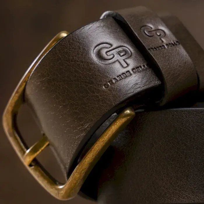 Ремінь чоловічий із закругленою пряжкою Grande Pelle 11272 Капучино