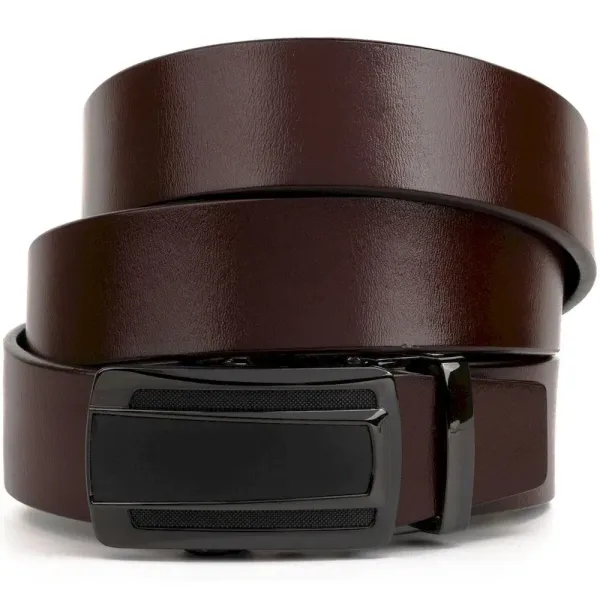 Ремінь чоловічий із затемненою пряжкою автомат Vintage 20296 Коричневий