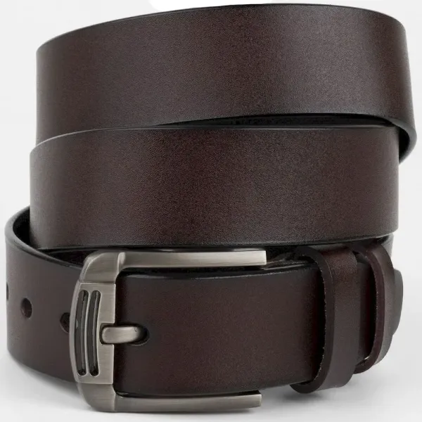  Чоловічий ремень з затемненою пряжкою механіка Vintage 20313 Коричневий