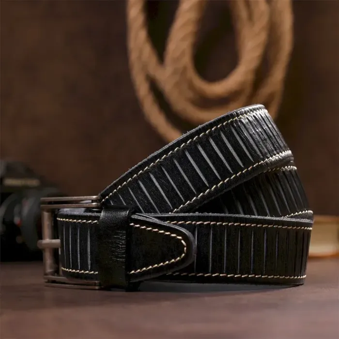 Ремінь чоловічий Vintage 20072 Чорний