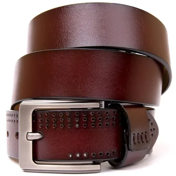 Ремінь з дірками чоловічий Vintage 20381 Коричневий