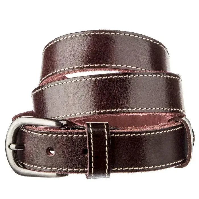 Ремінь унісекс зі строчкою по краях Vintage 20125 Темно-коричневий