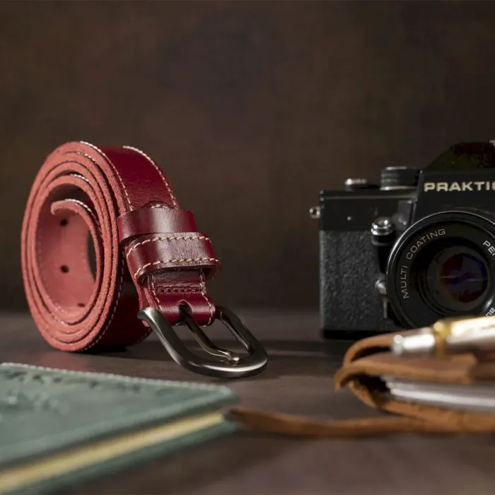 Ремень женский Vintage 20124 Бордовый