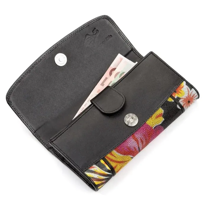 Гаманець жіночий STINGRAY LEATHER 18031 із натуральної шкіри морського ската Чорний