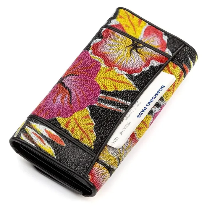 Гаманець жіночий STINGRAY LEATHER 18031 із натуральної шкіри морського ската Чорний