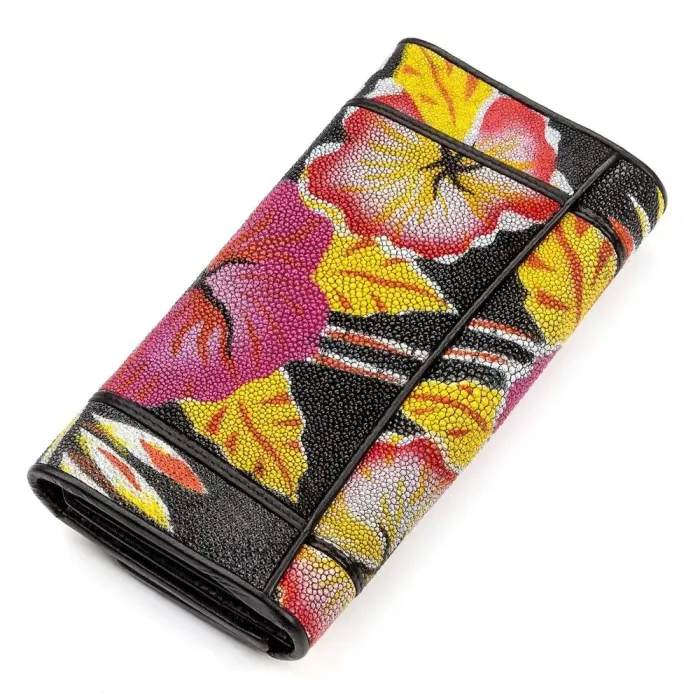 Гаманець жіночий STINGRAY LEATHER 18031 із натуральної шкіри морського ската Чорний