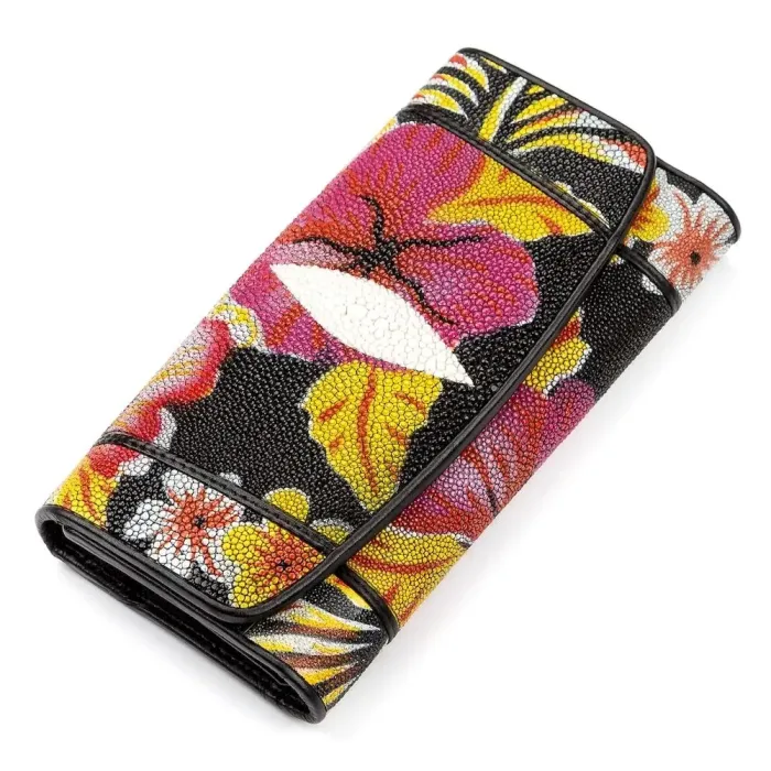 Гаманець жіночий STINGRAY LEATHER 18031 із натуральної шкіри морського ската Чорний