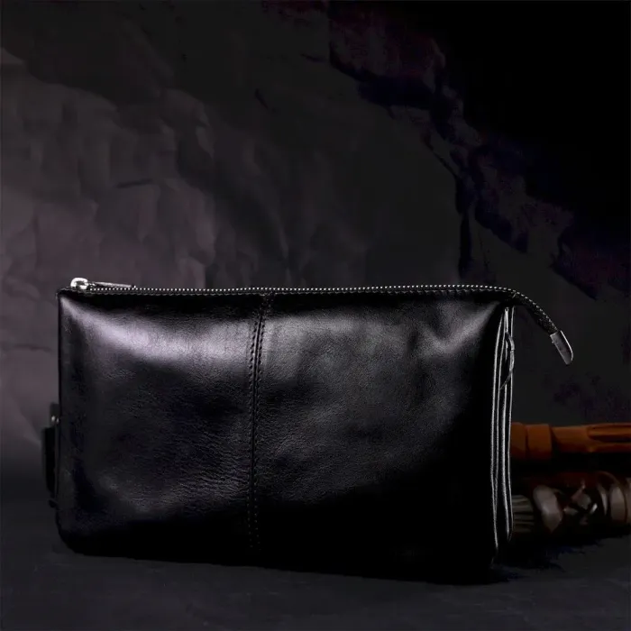 Роскошный женский клатч из натуральной кожи GRANDE PELLE 11657 Черный