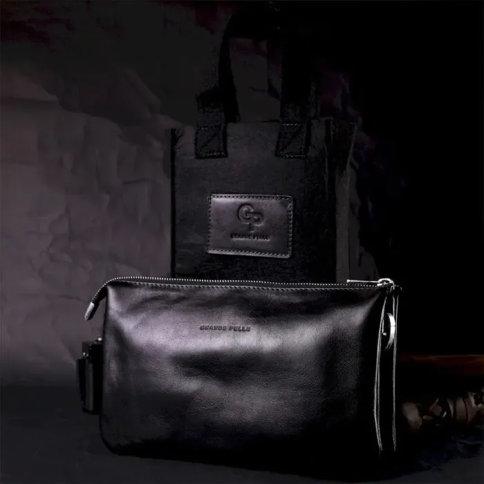 Роскошный женский клатч из натуральной кожи GRANDE PELLE 11657 Черный