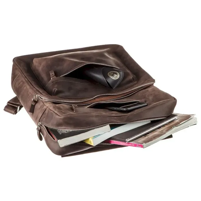 Рюкзак великий у шкірі Crazy horse Shvigel 15307 Коричнева