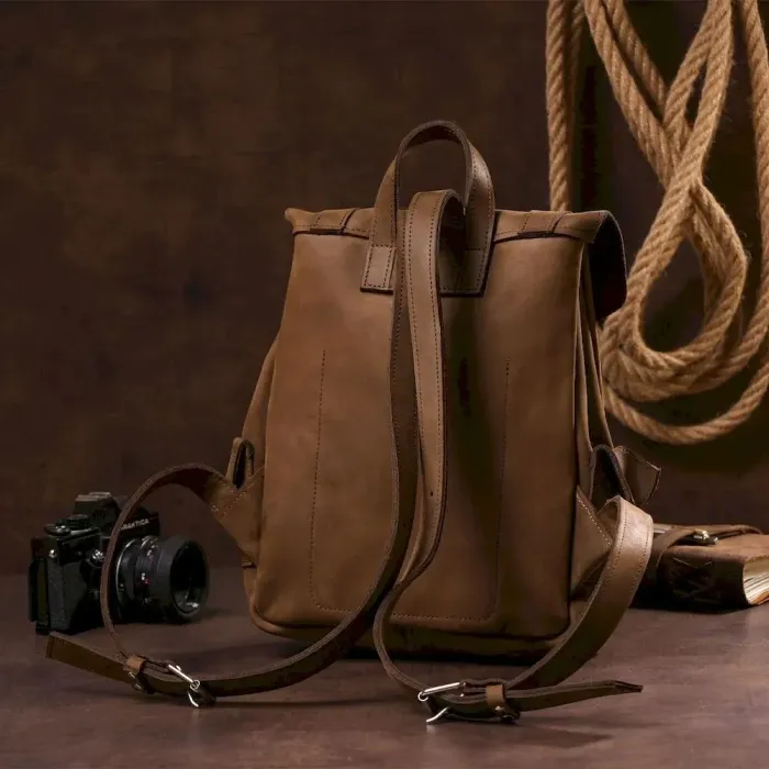 Рюкзак зі шкіри Crazy horse унісекс SHVIGEL 13948 Коричневий.