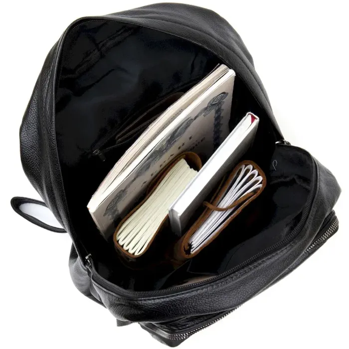 Рюкзак шкіряний з тисненням Vintage 20517 Чорний