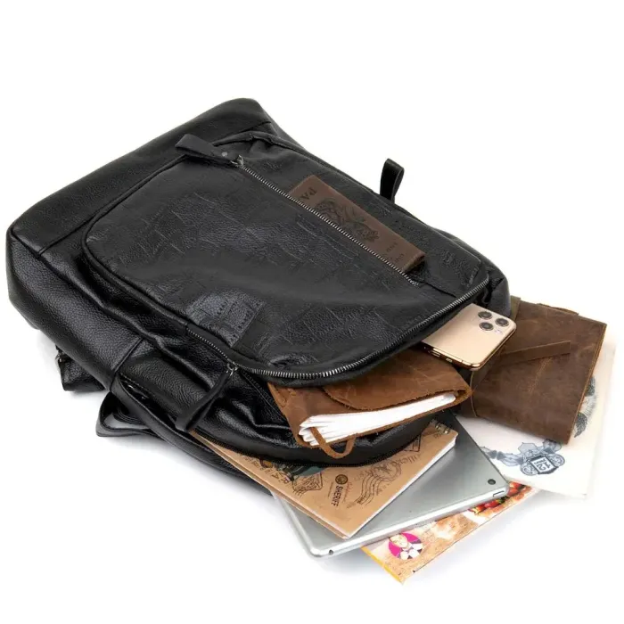 Рюкзак шкіряний з тисненням Vintage 20517 Чорний