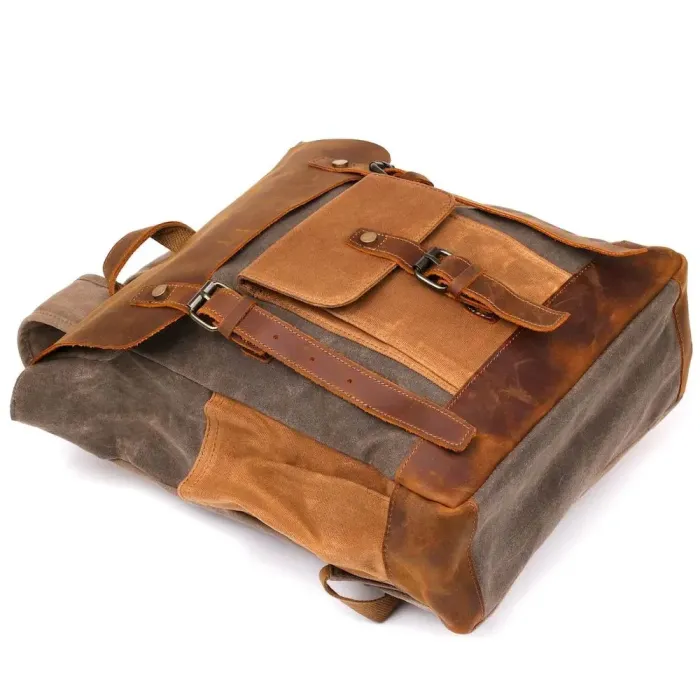 Рюкзак з боковими кишенями canvas Vintage 20112 Світло-сірий