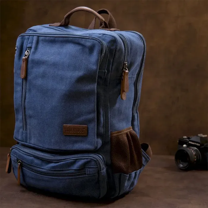 Рюкзак текстильний дорожній унісекс на два відділення Vintage 20613 Синій