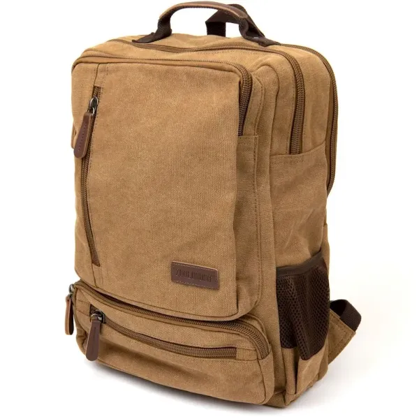 Рюкзак текстильний дорожній унісекс на два відділення Vintage 20614 Пісочний