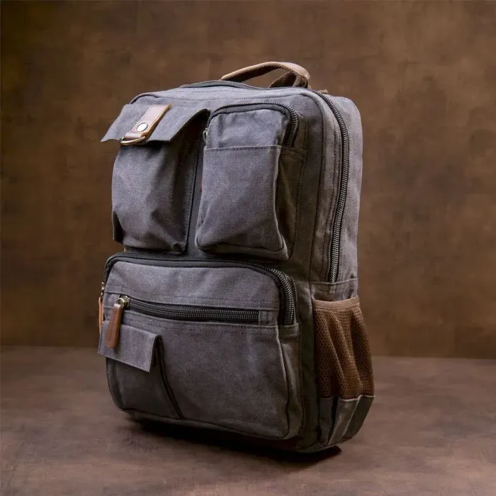 Рюкзак текстильний дорожній унісекс Vintage 20617 Графіт