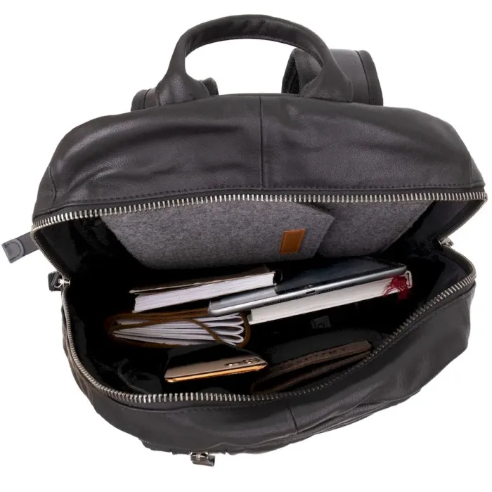 Рюкзак унісекс міський у гладкій шкірі Vintage 20397 Чорний