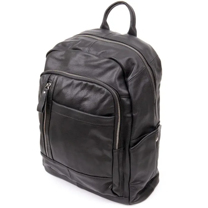 Рюкзак унісекс міський у гладкій шкірі Vintage 20397 Чорний