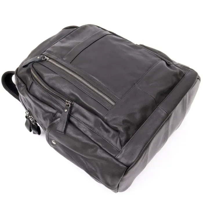 Рюкзак унісекс міський у гладкій шкірі Vintage 20397 Чорний