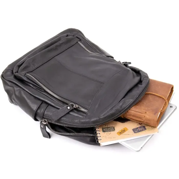 Рюкзак жіночий міський у гладкій шкірі Vintage 20398 Чорний