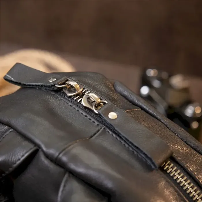 Рюкзак жіночий міський у гладкій шкірі Vintage 20398 Чорний