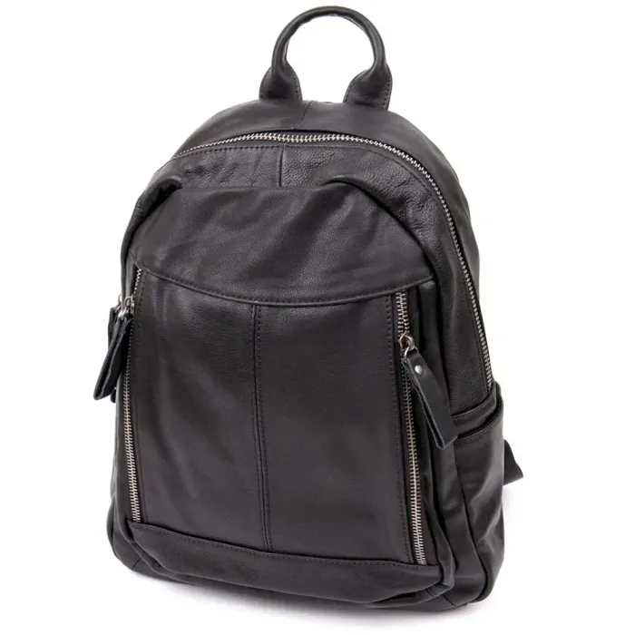Рюкзак жіночий міський у гладкій шкірі Vintage 20398 Чорний