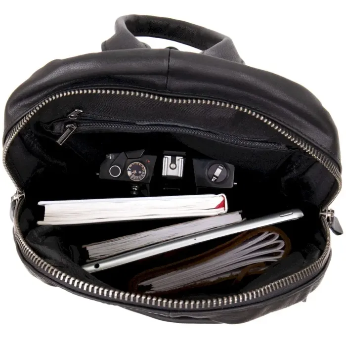 Рюкзак жіночий міський у гладкій шкірі Vintage 20398 Чорний