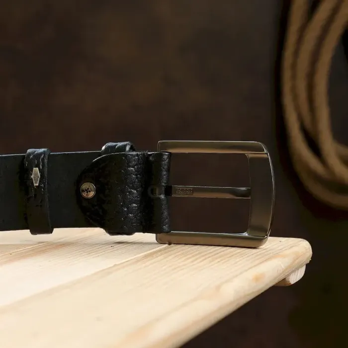 Шикарный кожаный мужской ремень Vintage 20749 Черный