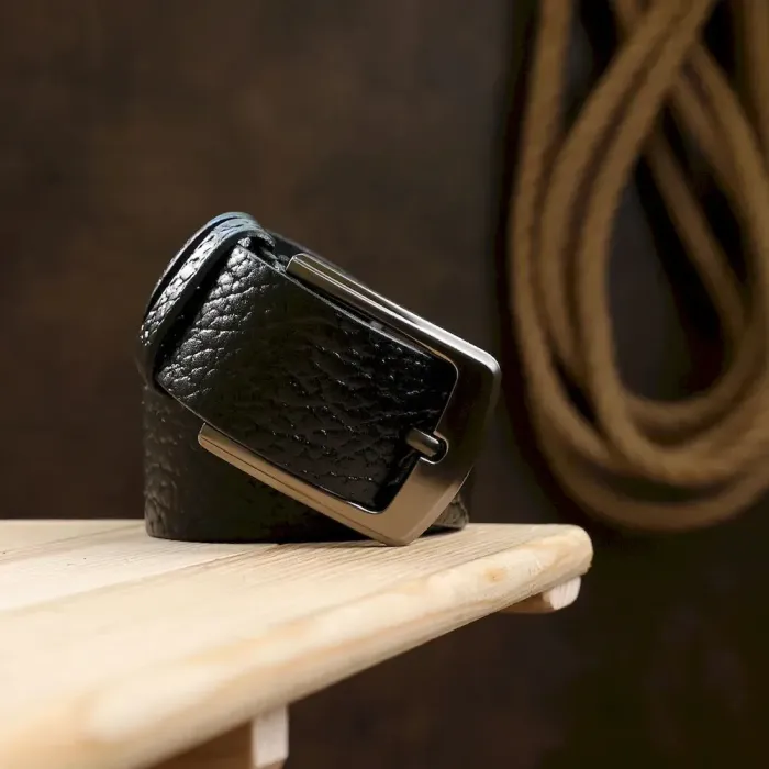 Шикарный кожаный мужской ремень Vintage 20749 Черный